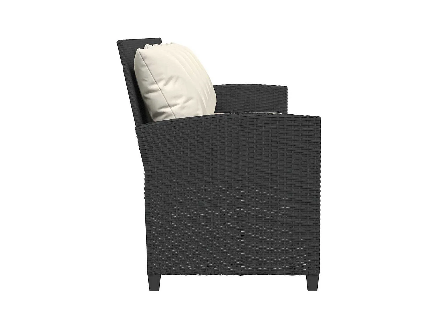 Canapé de jardin avec coussins 5 places noir résine tressée