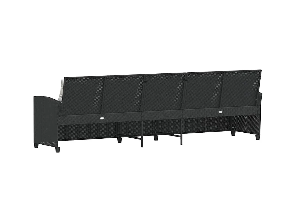 Canapé de jardin avec coussins 5 places noir résine tressée