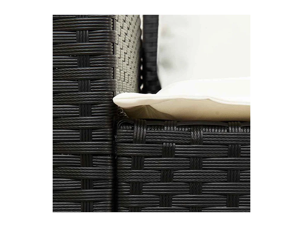 Canapé de jardin avec coussins 5 places noir résine tressée