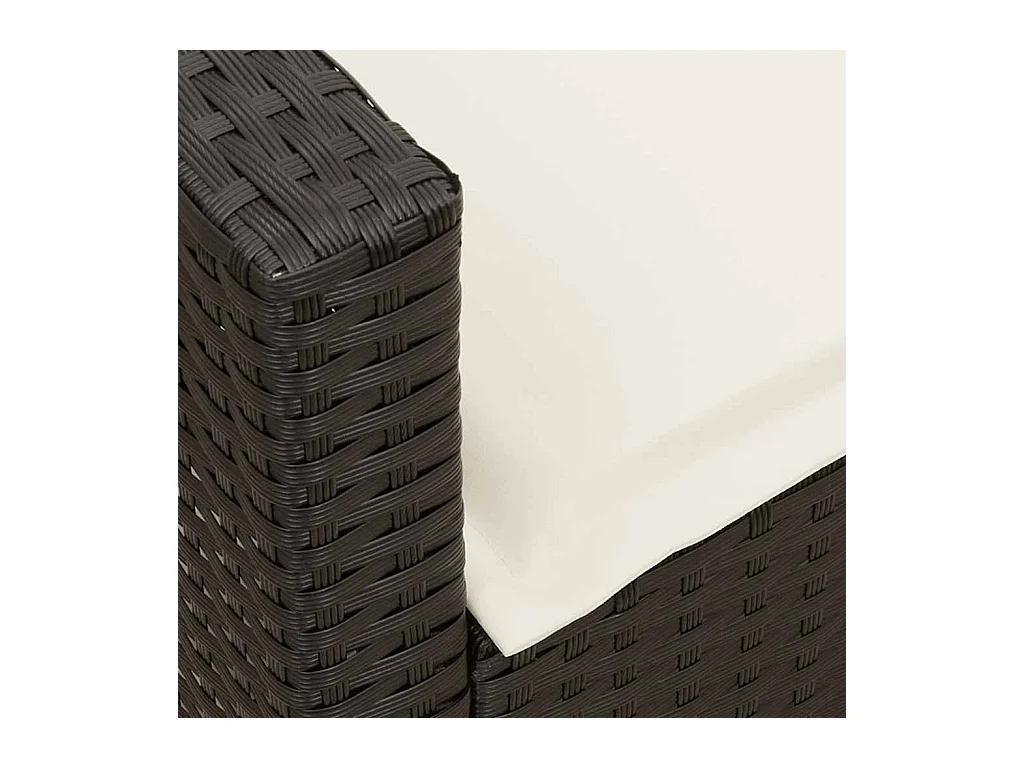 Canapé de jardin avec coussins 5 places noir résine tressée