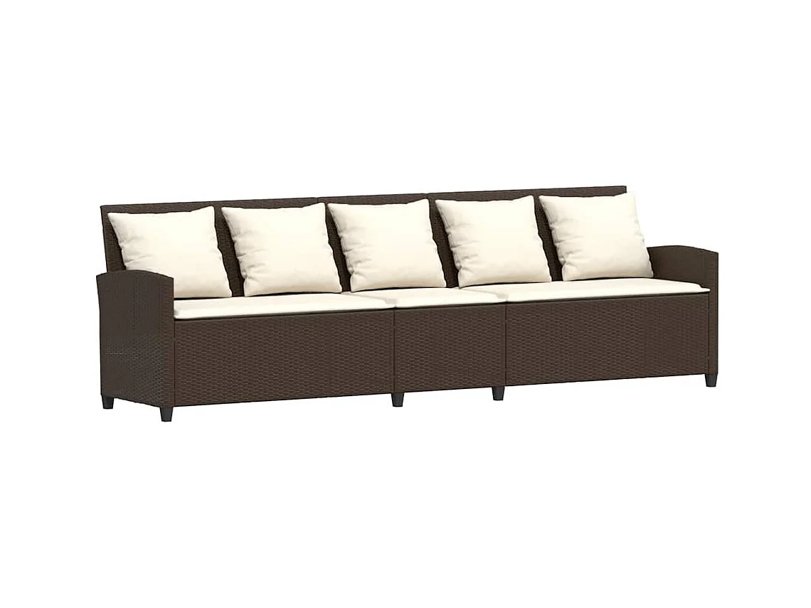 Canapé de jardin avec coussins 5 places brun résine tressée