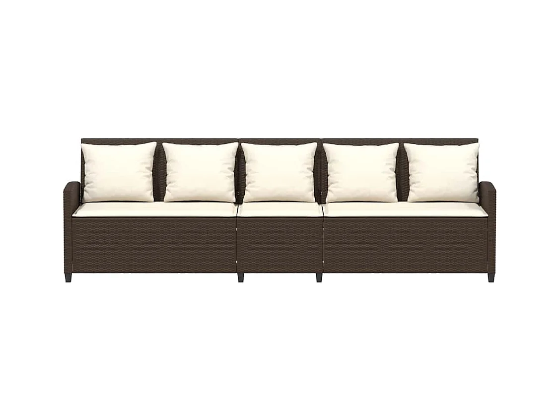 Canapé de jardin avec coussins 5 places brun résine tressée