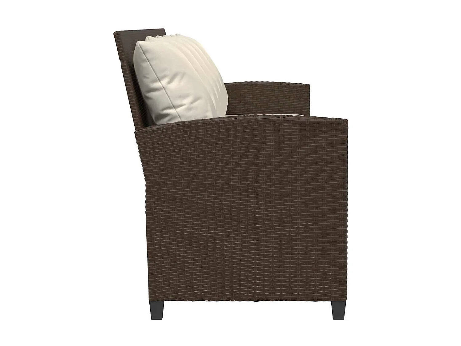 Gartensofa 5-Sitzer mit Kissen Braun Poly Rattan