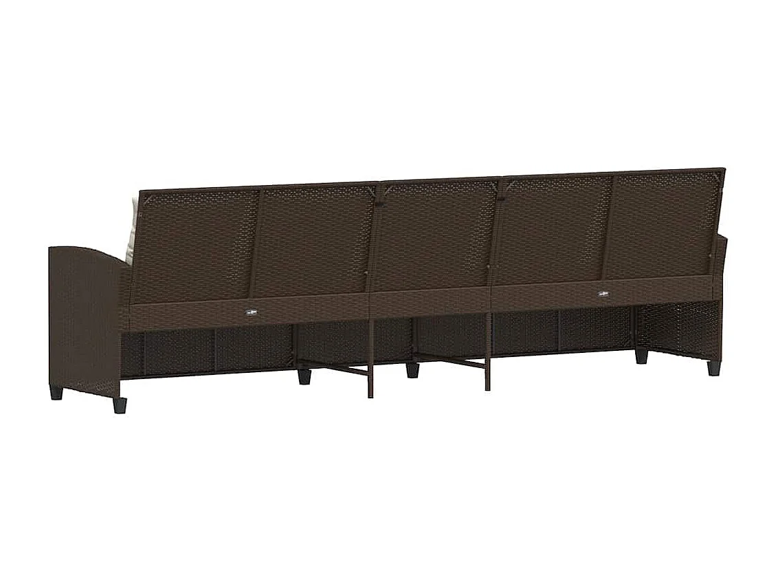 Gartensofa 5-Sitzer mit Kissen Braun Poly Rattan