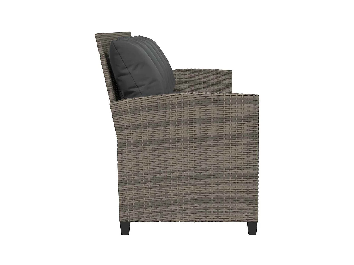 Divano da Giardino con Cuscini 5 Posti Grigio in Polyrattan