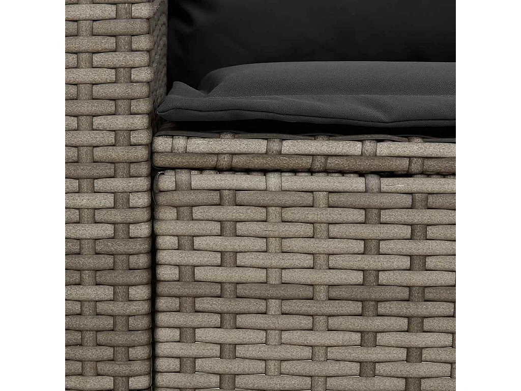 Divano da Giardino con Cuscini 5 Posti Grigio in Polyrattan