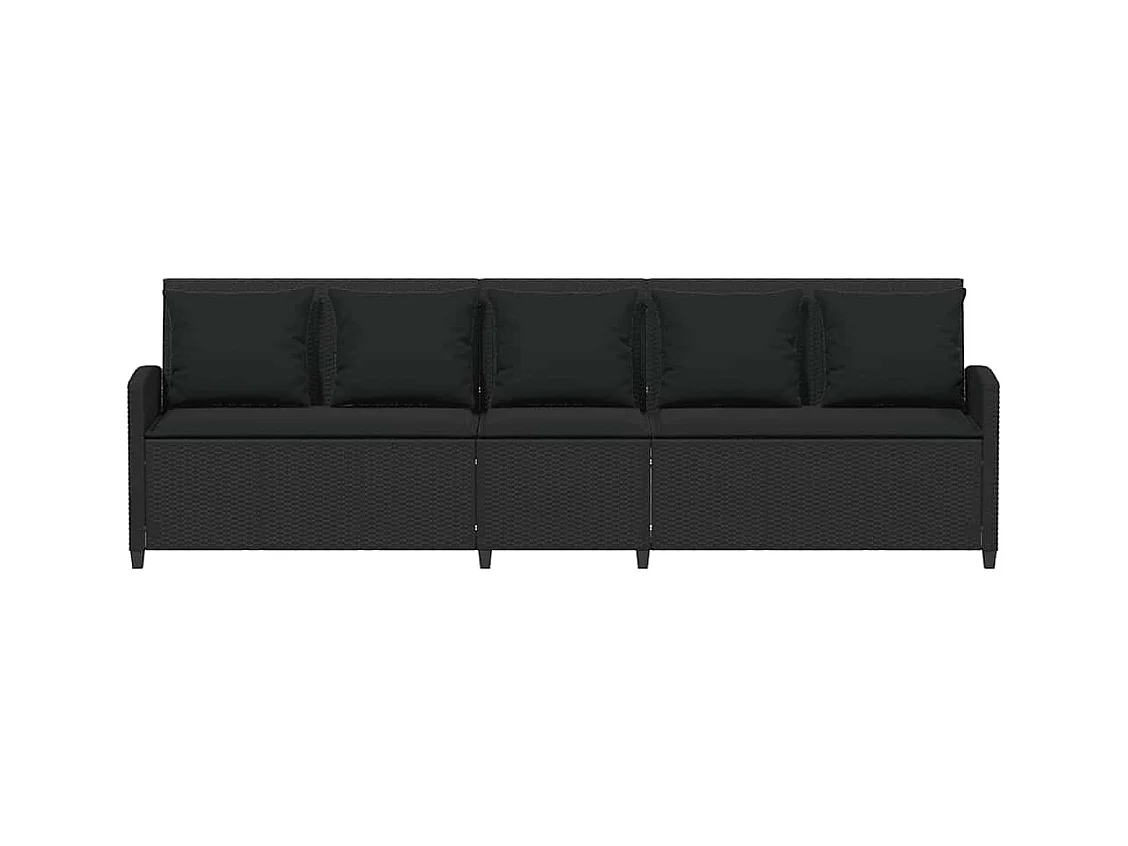 Canapé de jardin avec coussins 5 places noir résine tressée