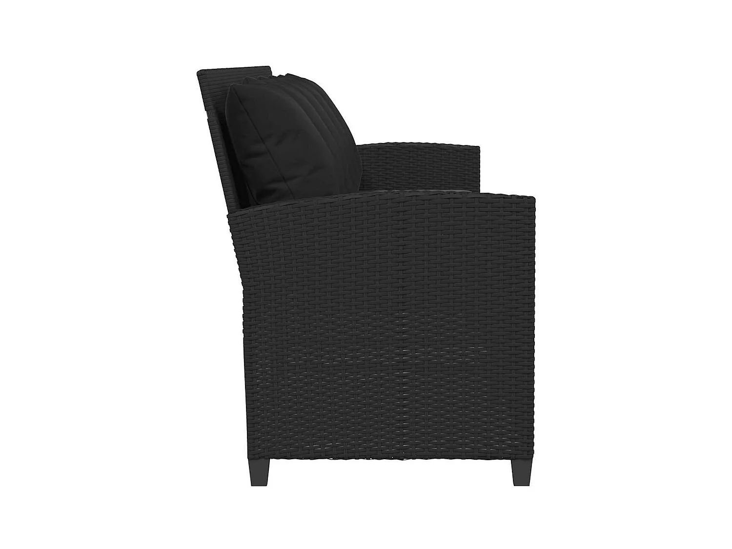 Canapé de jardin avec coussins 5 places noir résine tressée