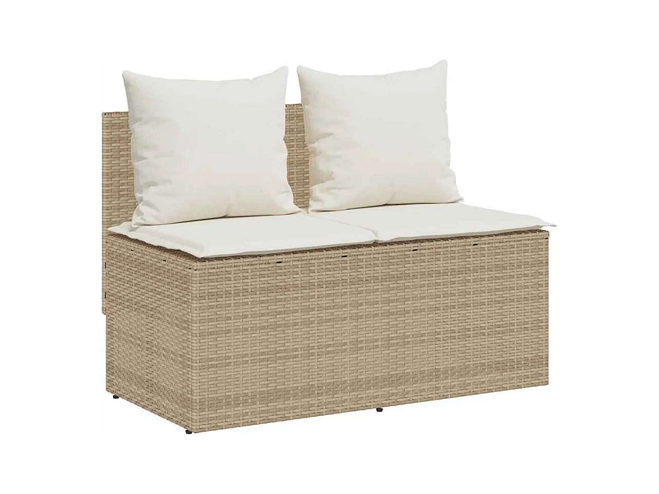 Ensemble à manger de jardin et coussins 3 pcs Beige poly rotin