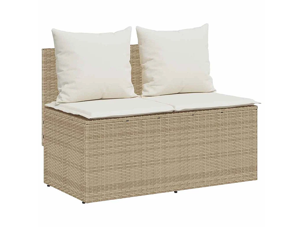 3-delige Tuinset met kussens poly rattan beige