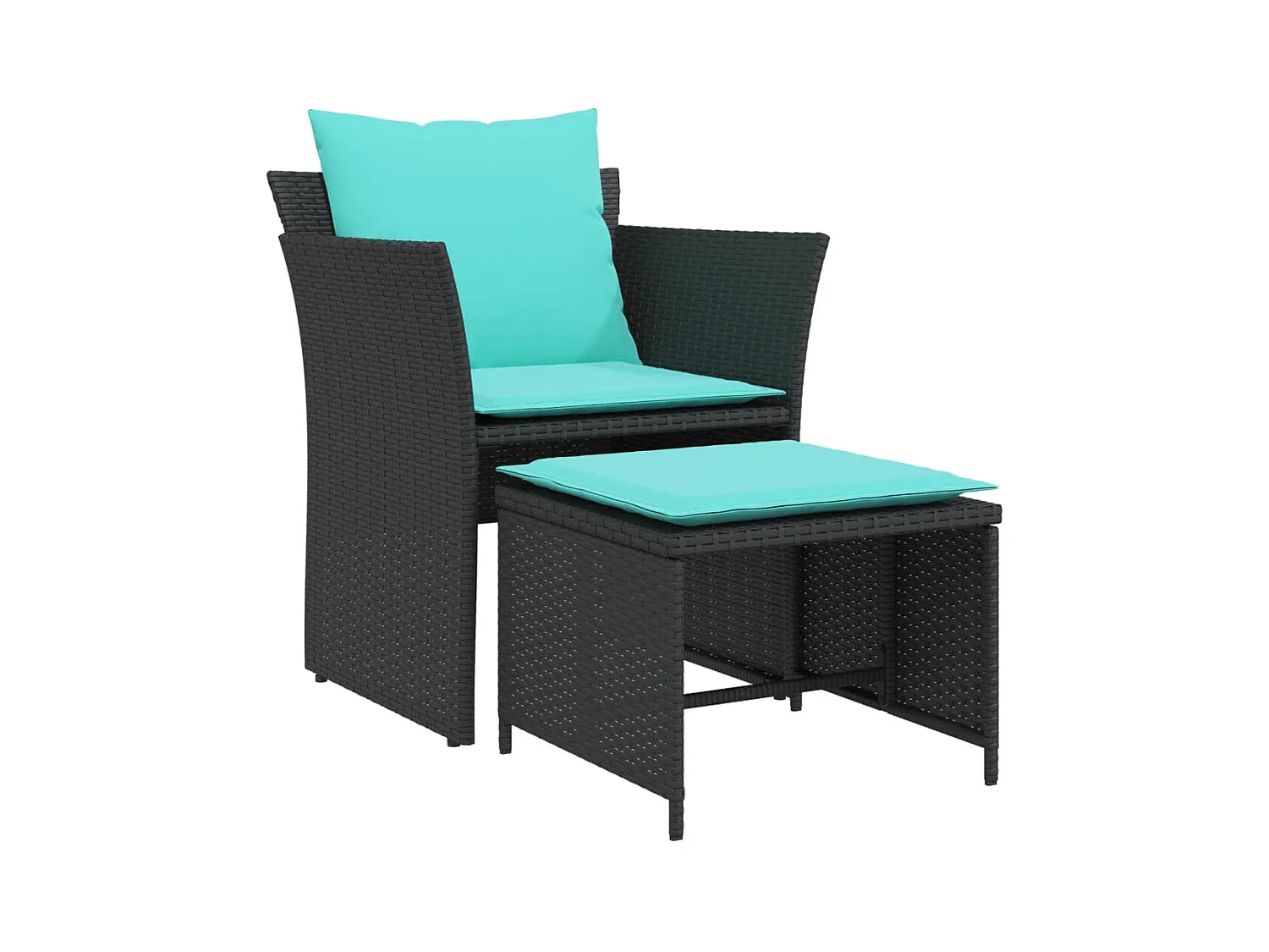 Chaise de jardin avec tabouret noir résine tressée