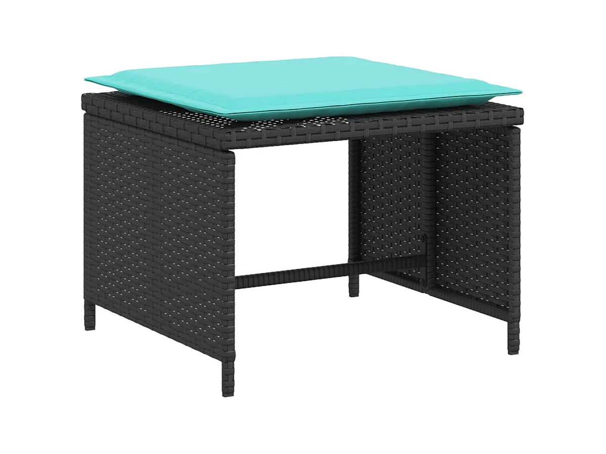 Chaise de jardin avec tabouret noir résine tressée