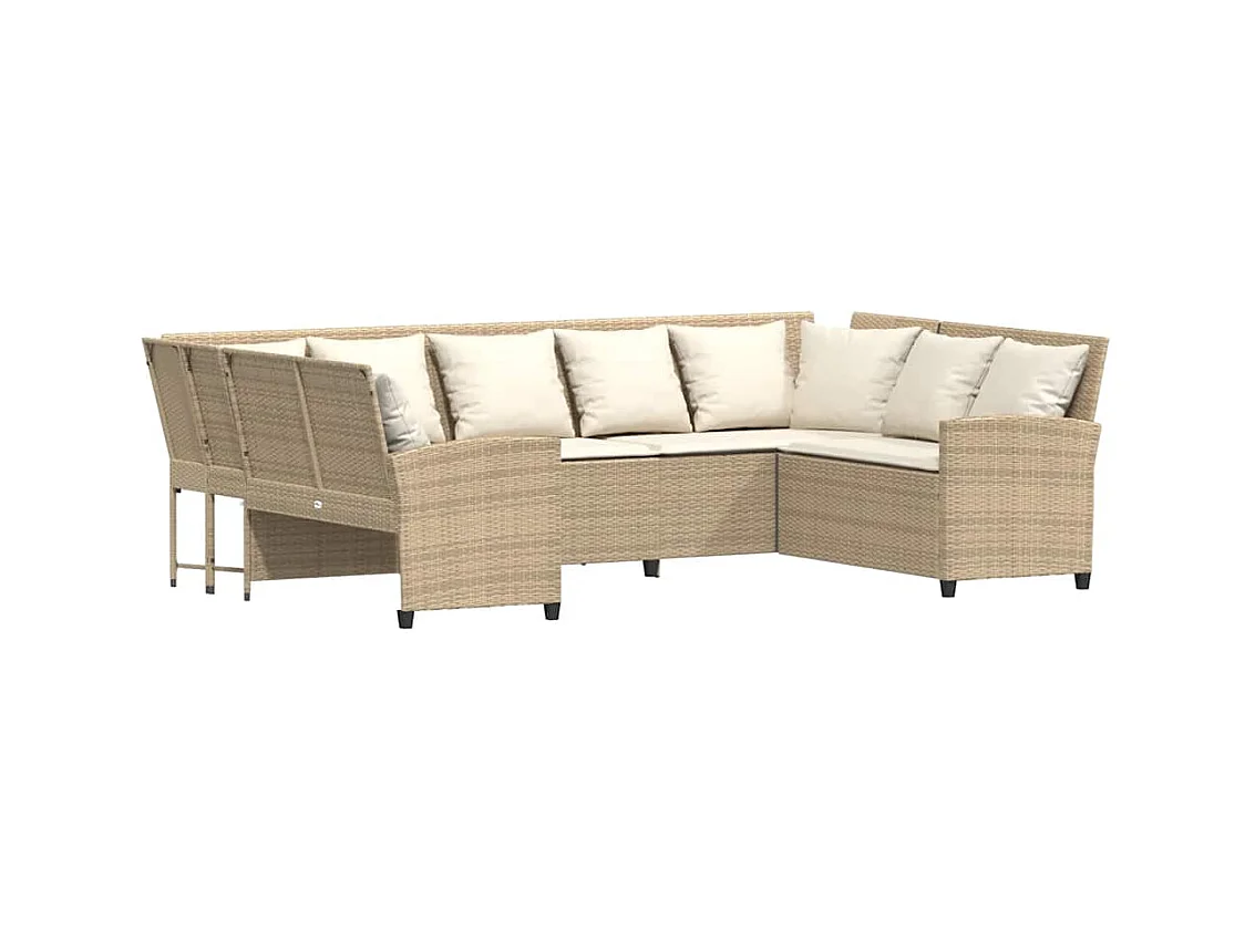 Gartensofa mit Kissen Beige Poly Rattan