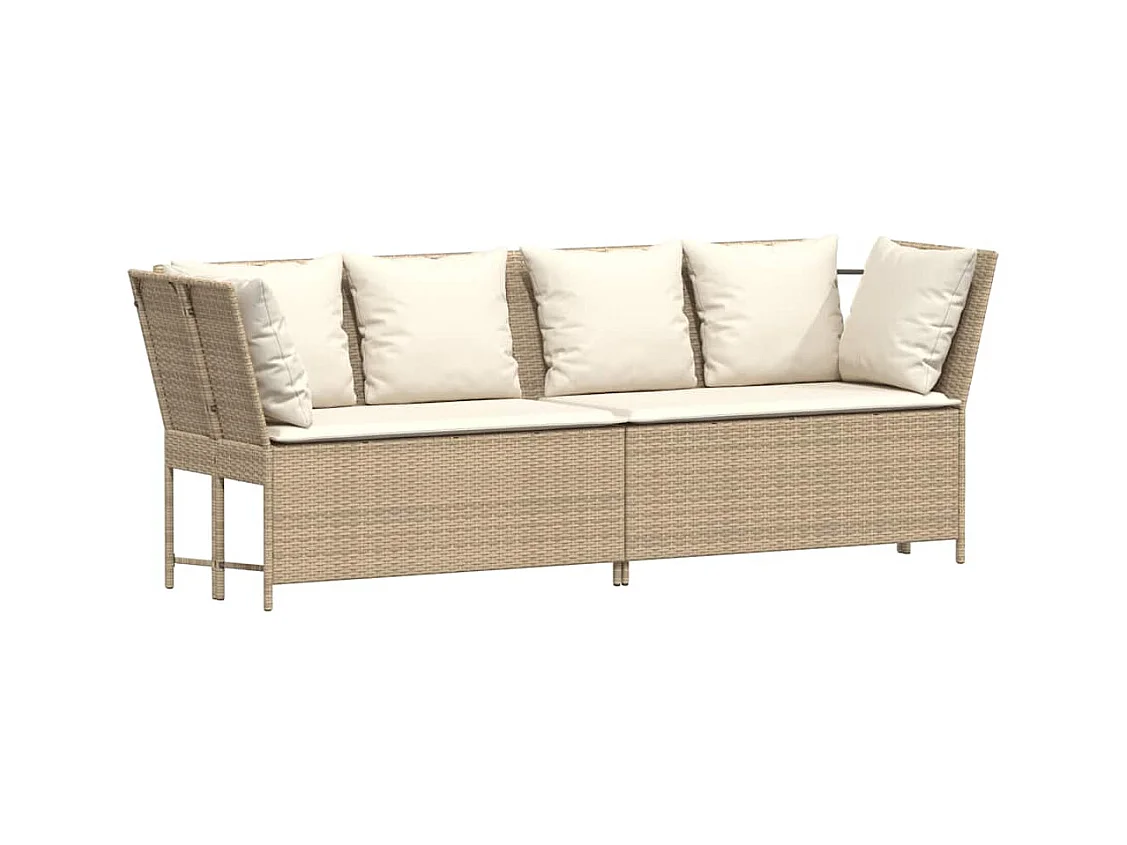 Gartensofa mit Kissen Beige Poly Rattan