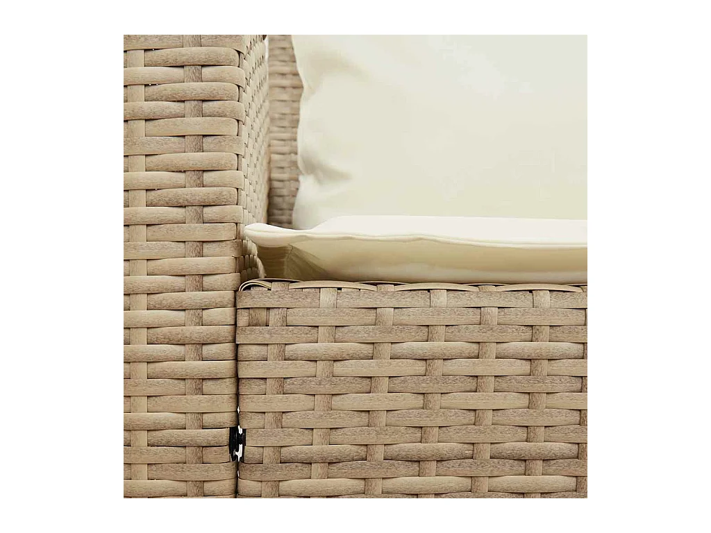 Gartensofa mit Kissen Beige Poly Rattan