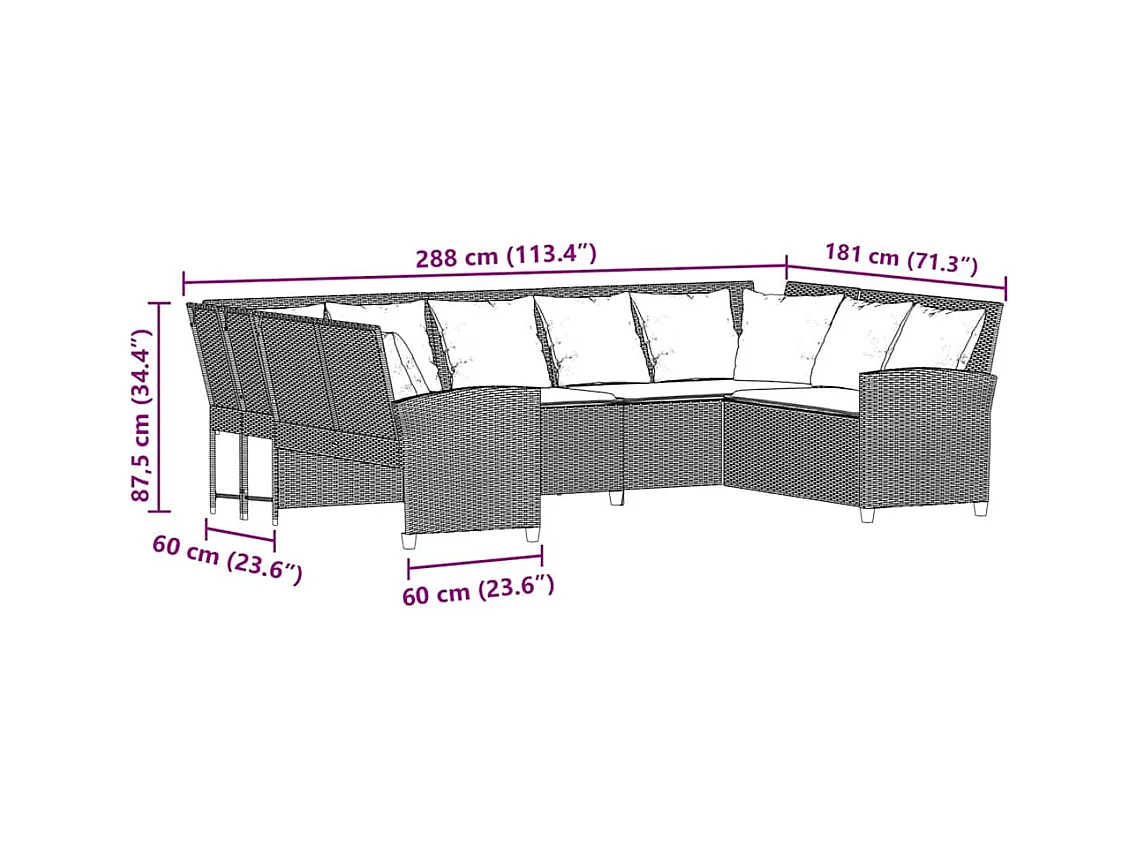 Gartensofa mit Kissen Beige Poly Rattan