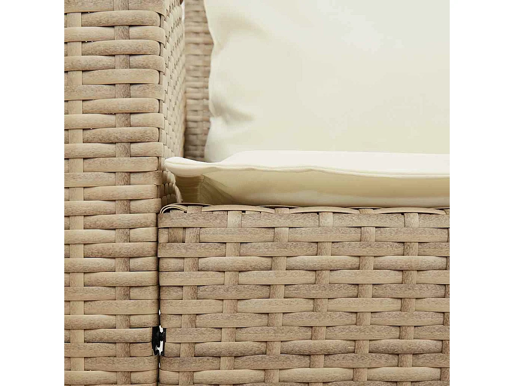 Canapé de jardin avec coussins beige résine tressée