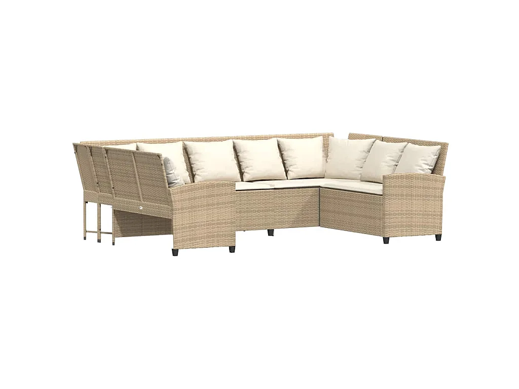 Gartensofa mit Kissen Beige Poly Rattan