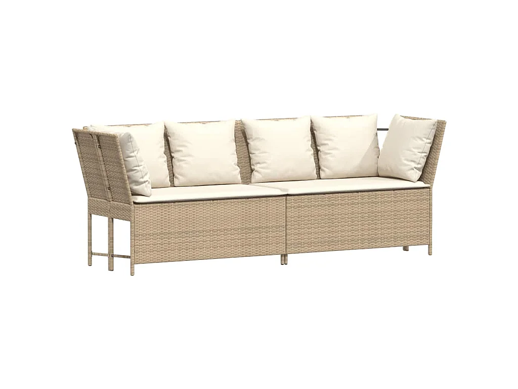 Gartensofa mit Kissen Beige Poly Rattan