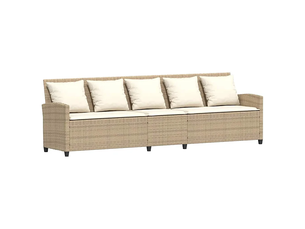 Gartensofa mit Kissen Beige Poly Rattan
