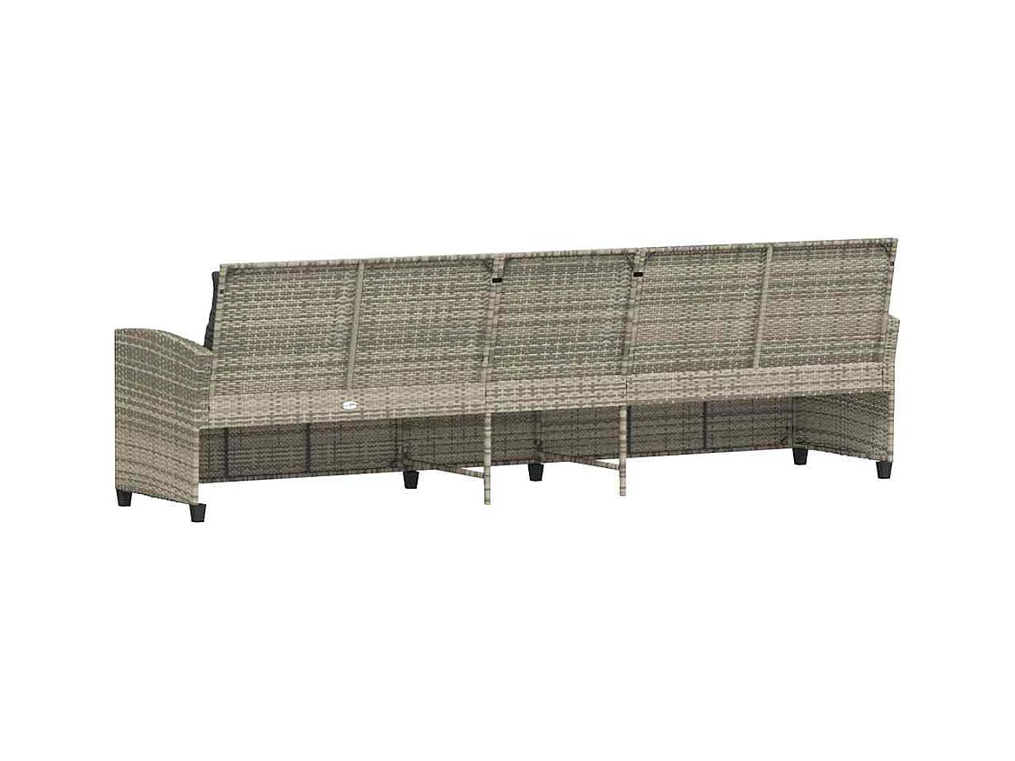 Gartensofa 5-Sitzer mit Kissen Hellgrau Poly Rattan