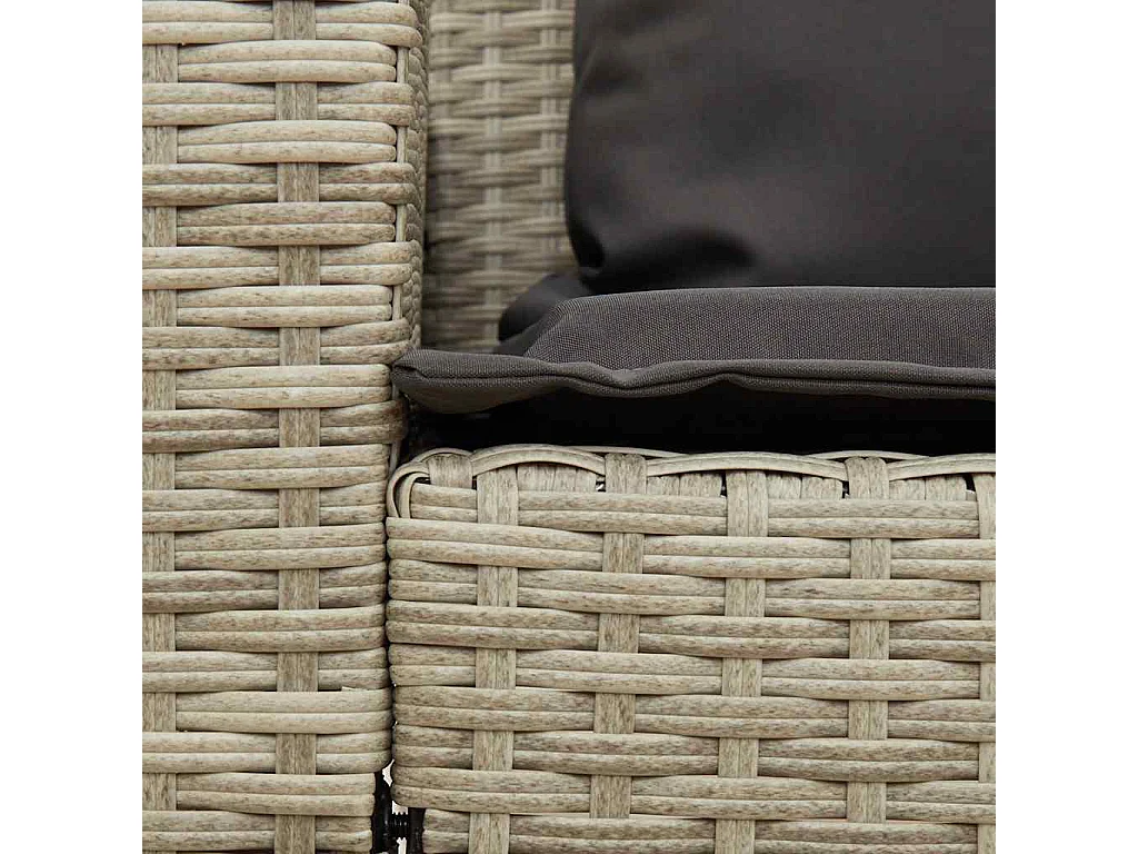 Gartensofa 5-Sitzer mit Kissen Hellgrau Poly Rattan