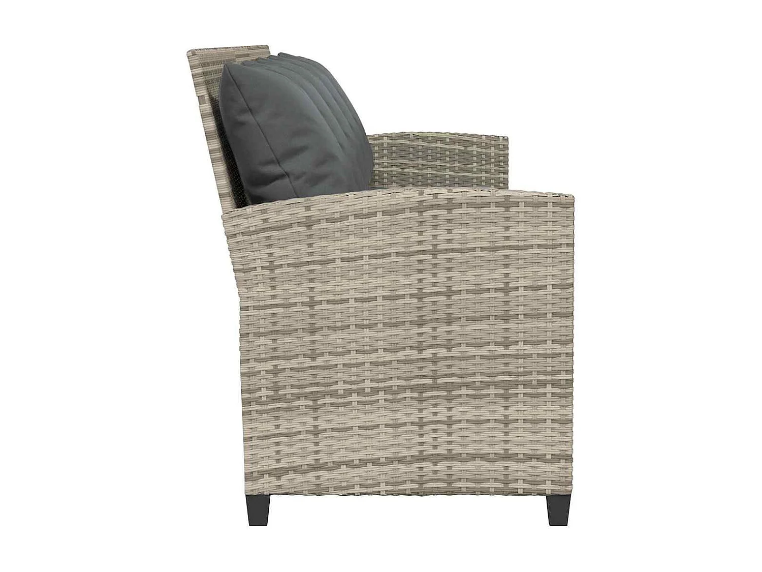 Canapé de jardin et coussins 5 places gris clair résine tressée