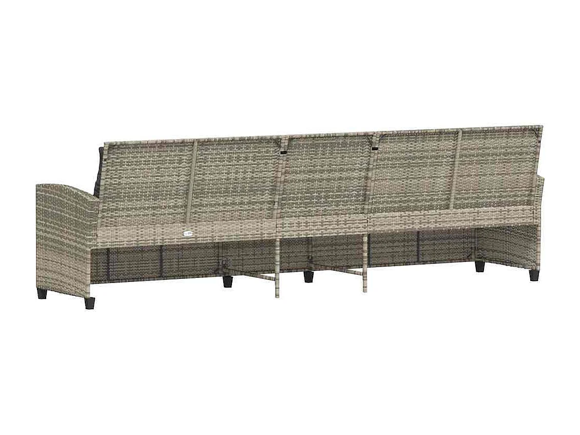 Canapé de jardin et coussins 5 places gris clair résine tressée