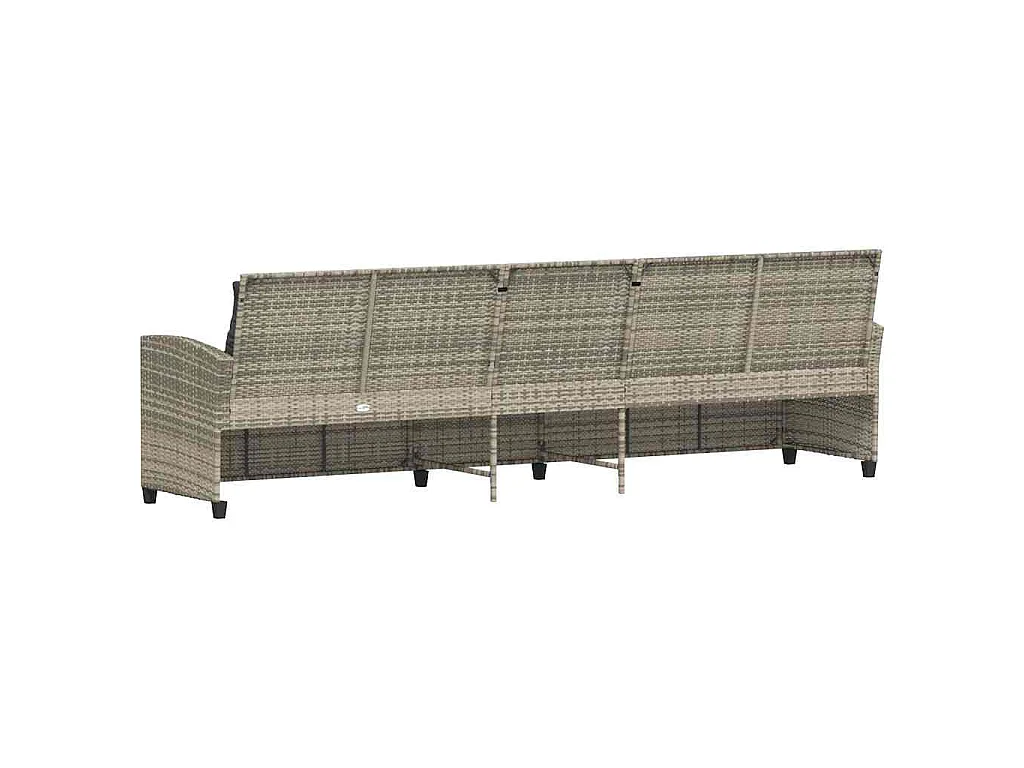 Tuinbank 5-zits met kussens poly rattan lichtgrijs