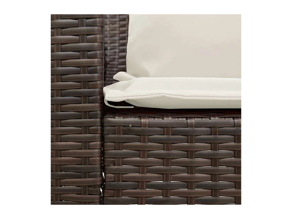 Canapé de jardin avec coussins marron résine tressée