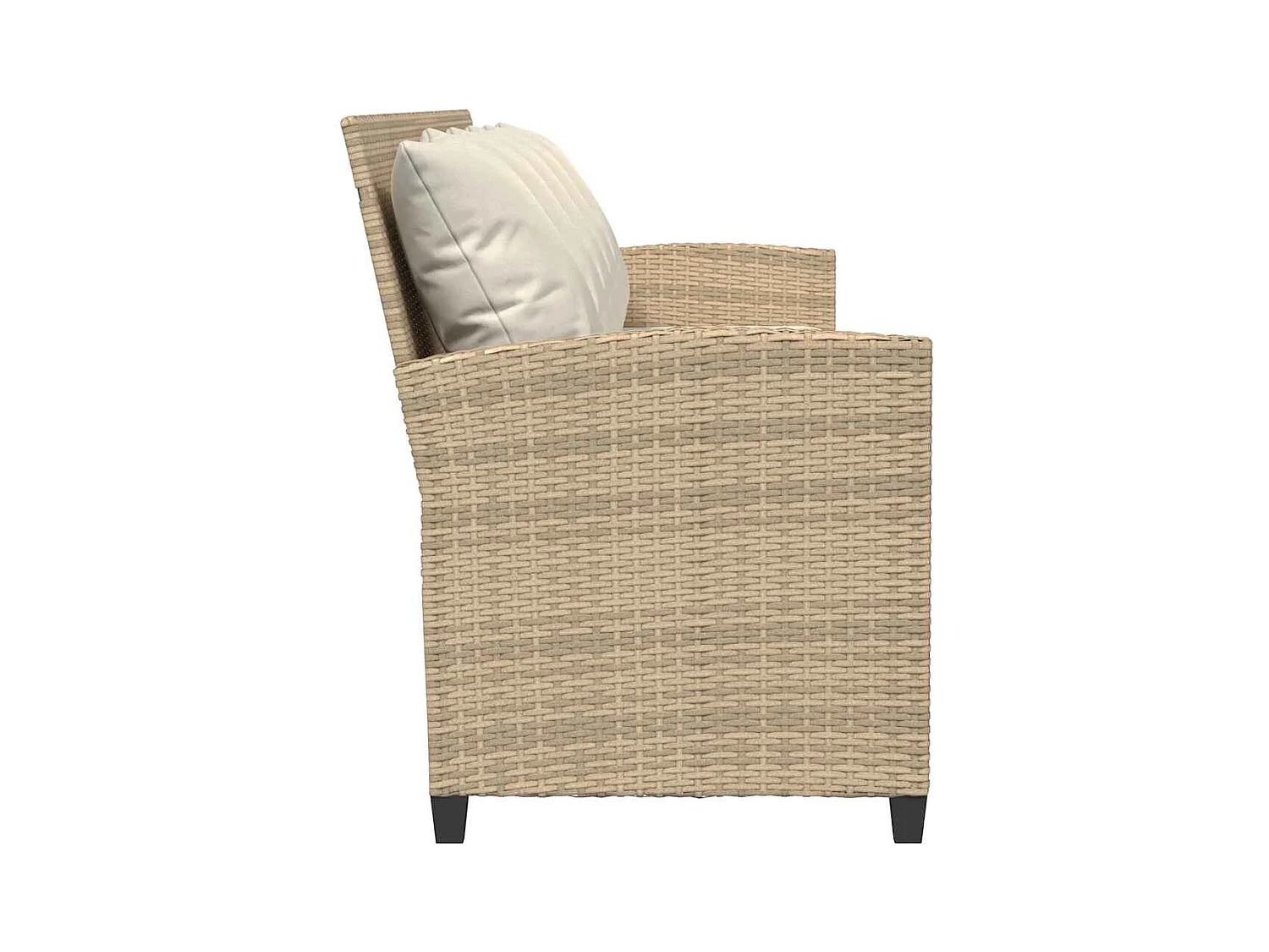 Canapé de jardin avec coussins 5 places beige résine tressée