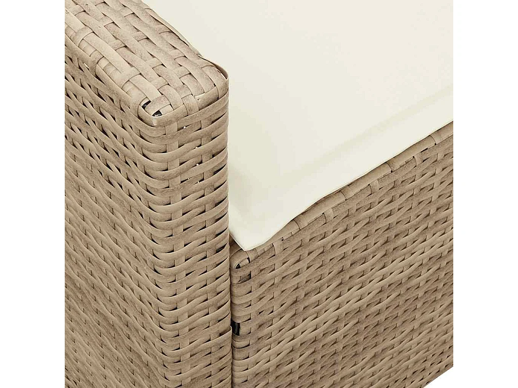 Canapé de jardin avec coussins 5 places beige résine tressée