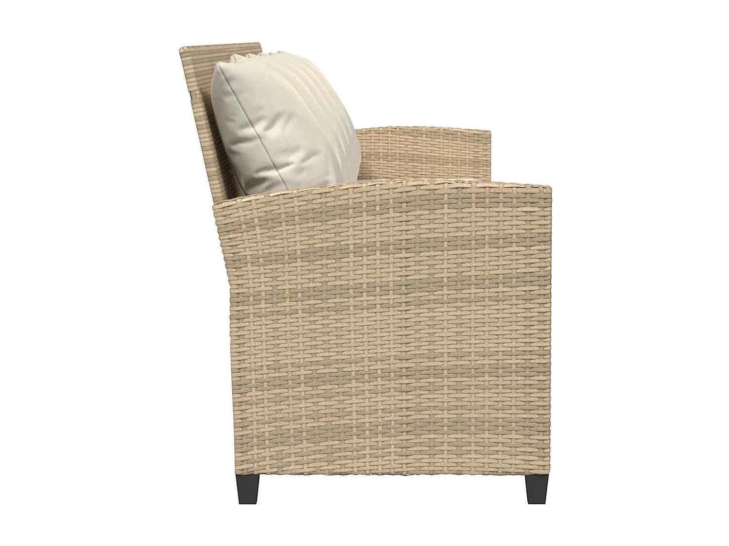 Canapé de jardin avec coussins 5 places beige résine tressée