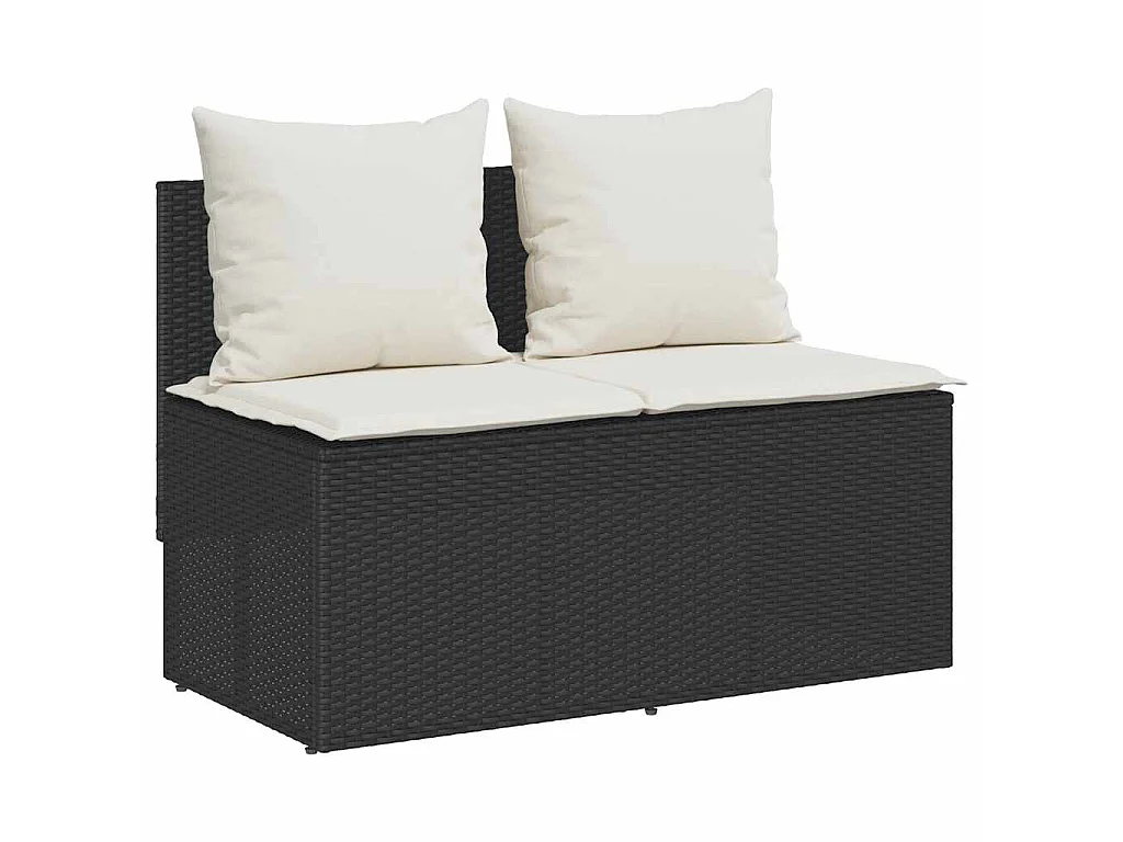 3-delige Tuinset met kussens poly rattan zwart