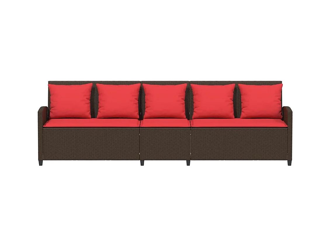 Canapé de jardin avec coussins 5 places brun résine tressée