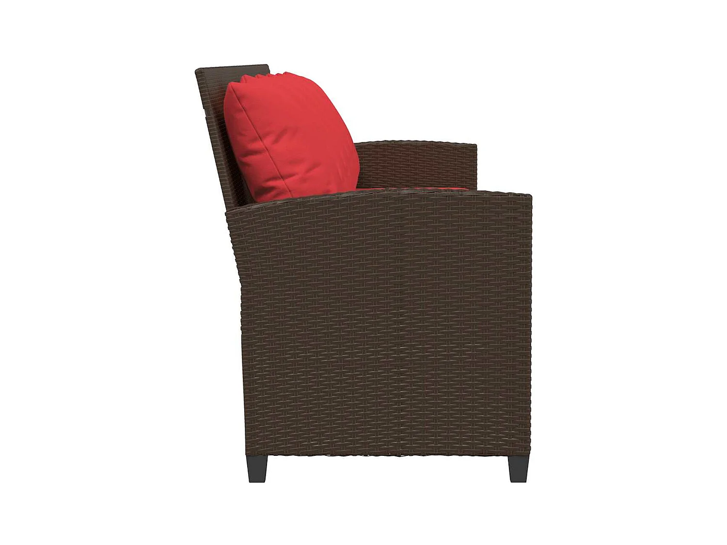 Canapé de jardin avec coussins 5 places brun résine tressée