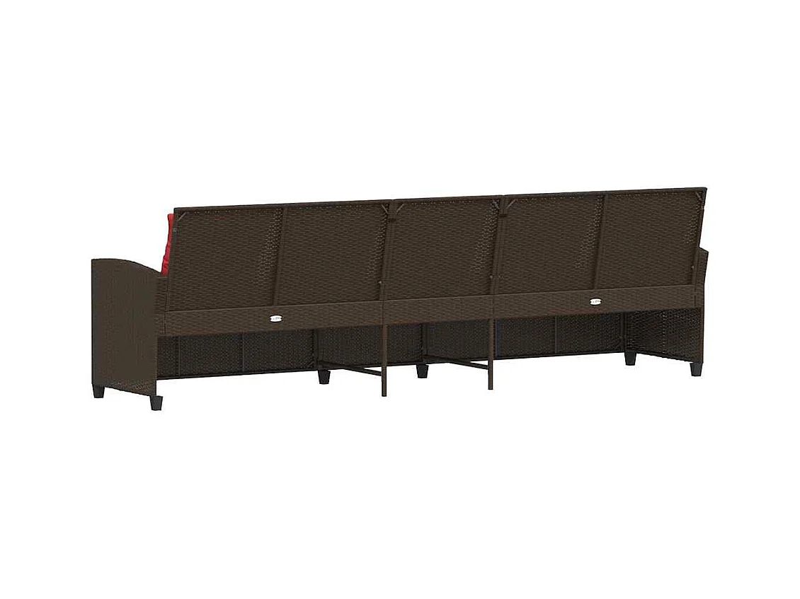 Canapé de jardin avec coussins 5 places brun résine tressée