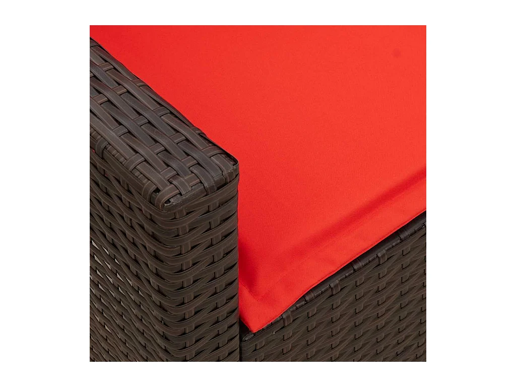 Canapé de jardin avec coussins 5 places brun résine tressée