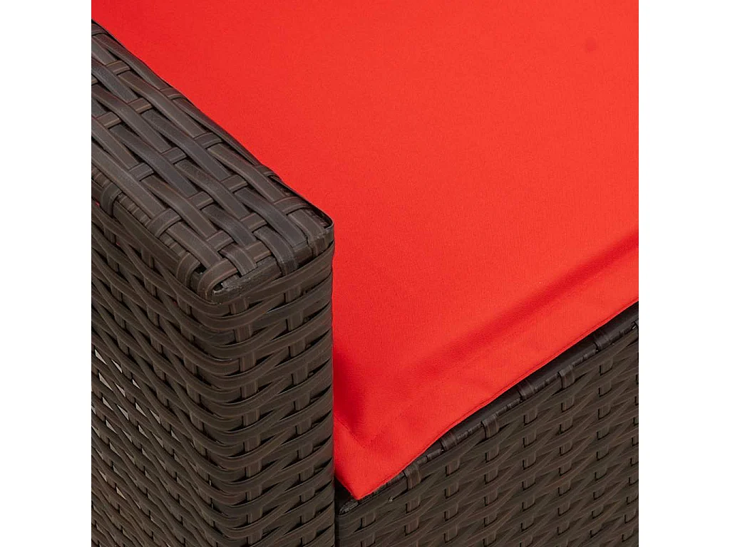 Tuinbank 5-zits met kussens poly rattan bruin