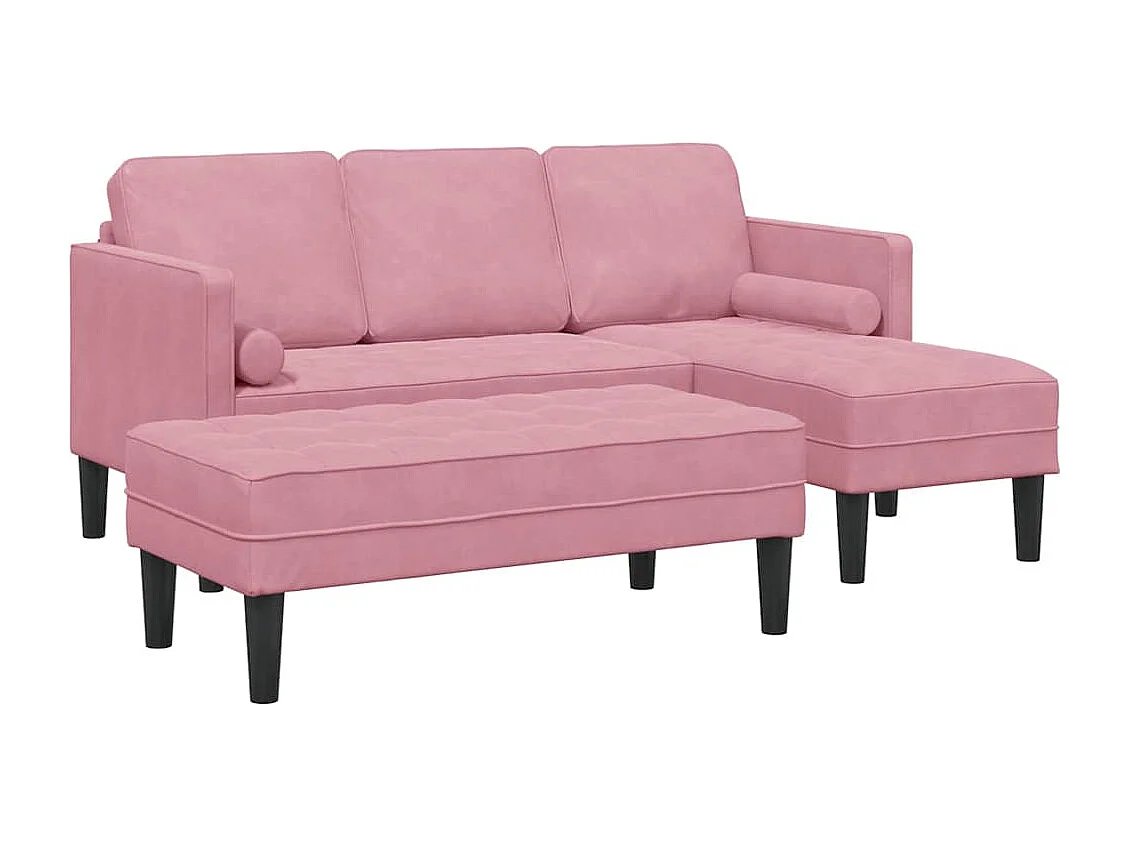 Conjunto de Sofás 2 pcs Rosa 173 x 131 x 67 cm Veludo
