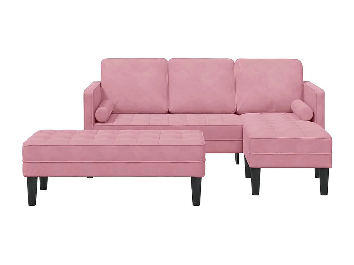 Conjunto de Sofás 2 pcs Rosa 173 x 131 x 67 cm Veludo