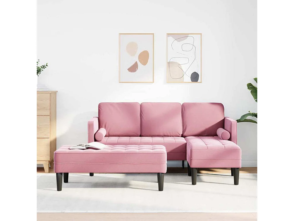 Ensemble de Canapés avec coussin 2 pcs Rose Polyester