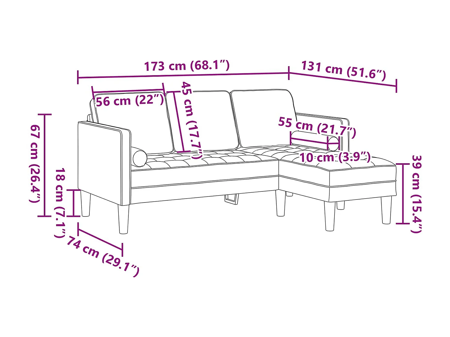 Ensemble de Canapés avec coussin 2 pcs Rose Polyester