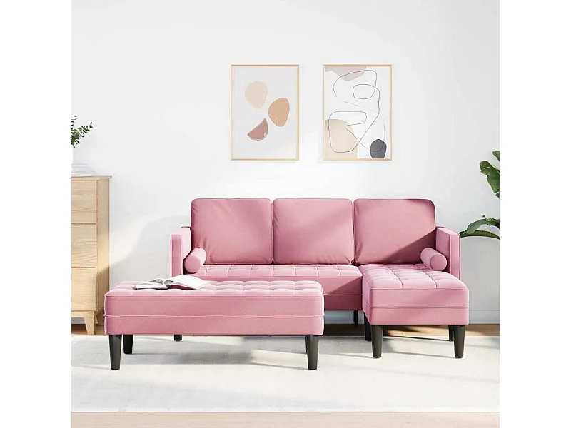 Ensemble de Canapés avec coussin 2 pcs Rose Polyester