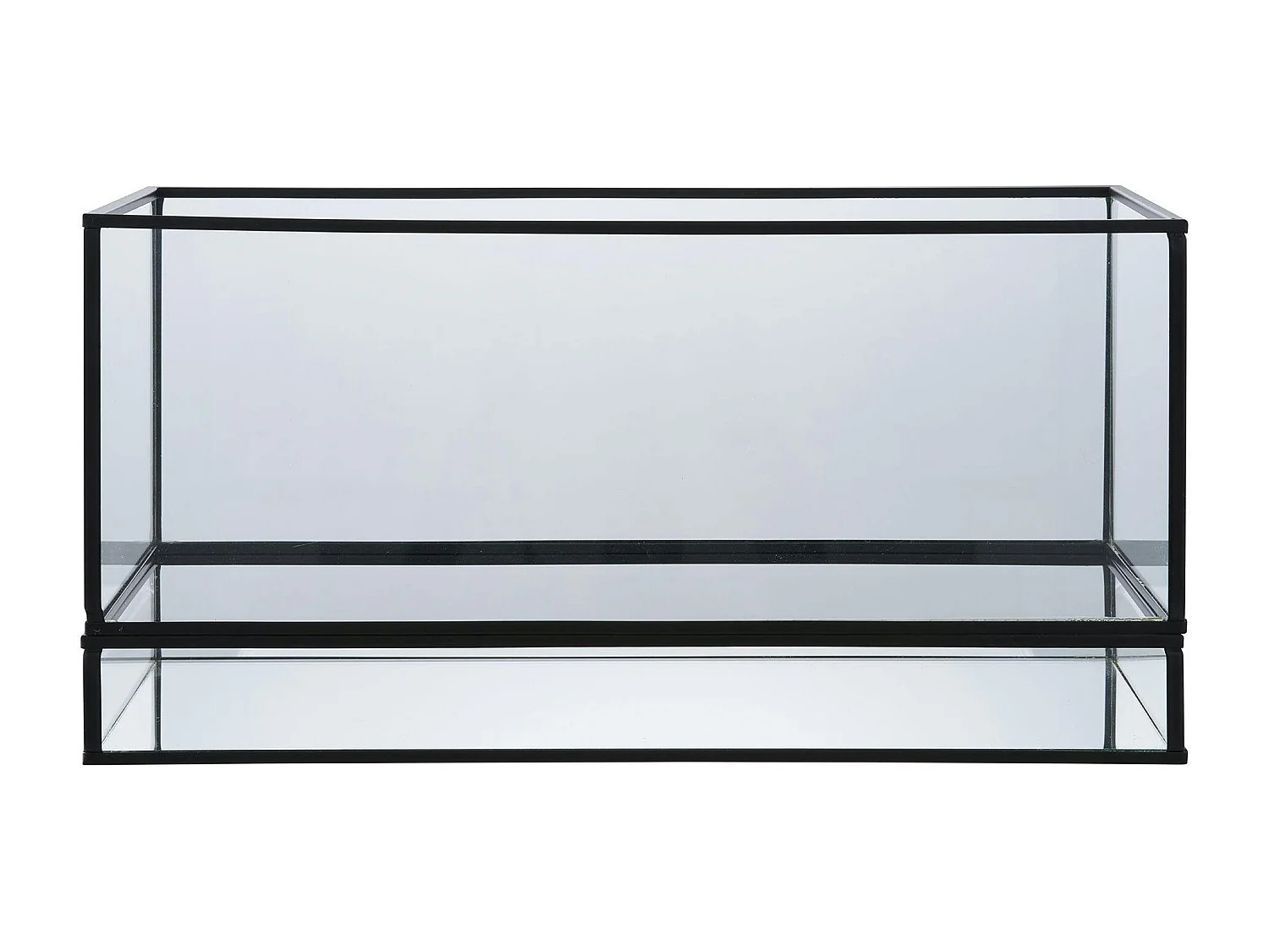 Lanterne bougeoir en verre/métal noir - forme rectangulaire