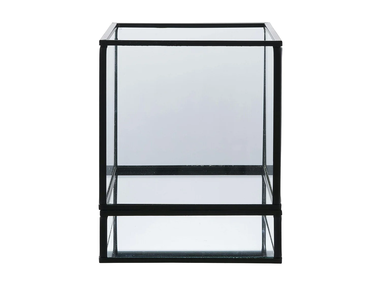 Lanterne photophore verre et métal noir - style minimaliste, forme cube