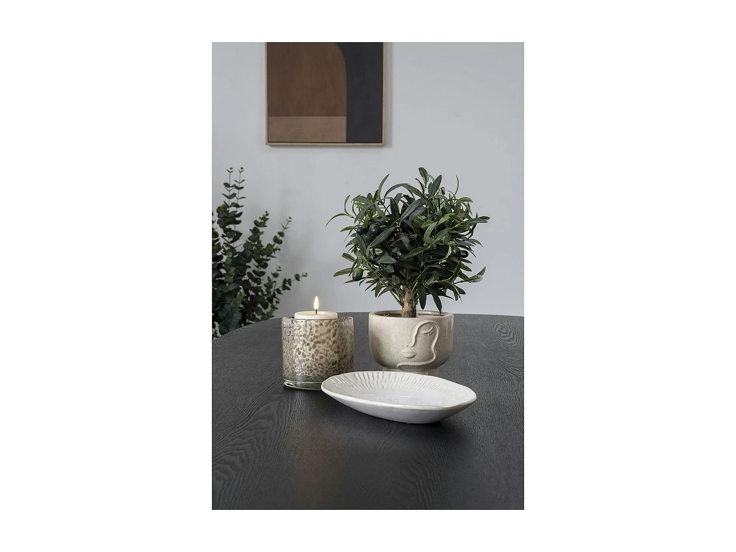 Bougeoir rond en verre moucheté brun