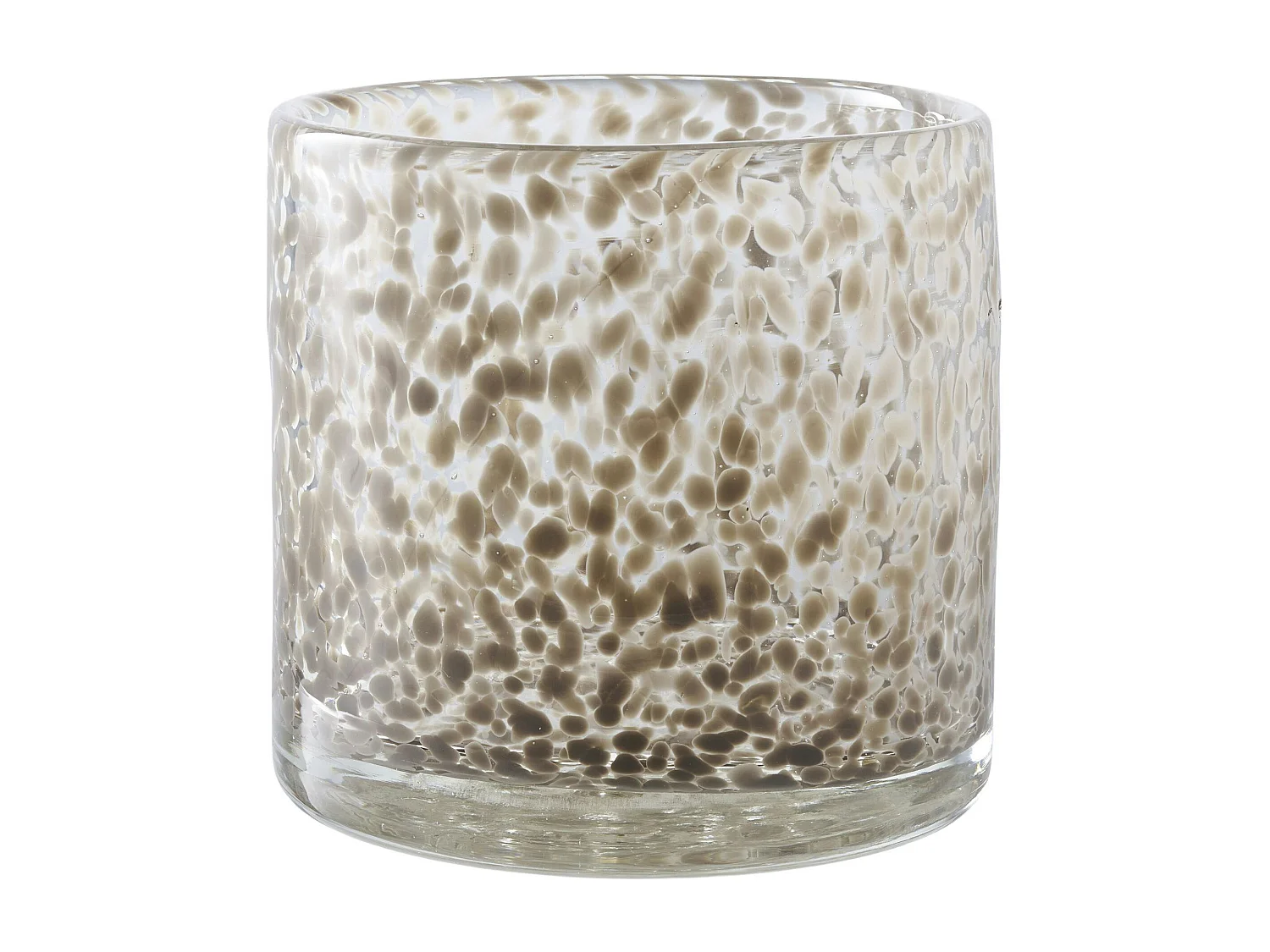 Bougeoir rond en verre moucheté brun