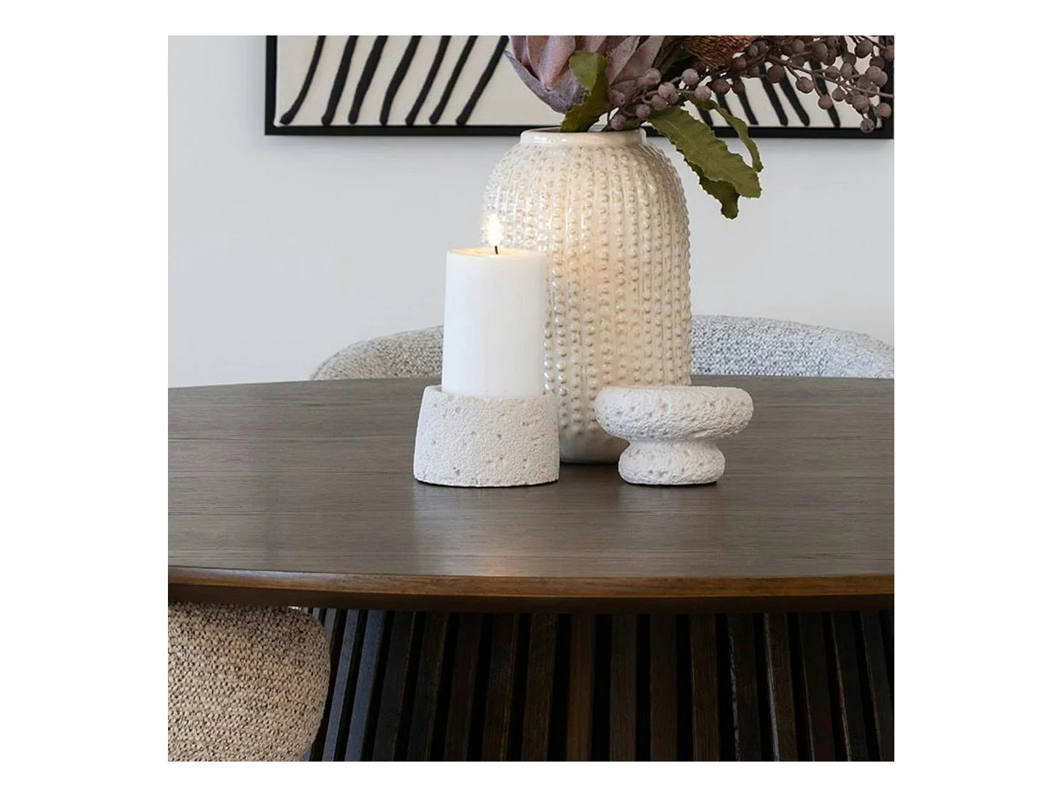 Bougeoir déco en ciment (lot de 2) - gris, formes coupelles basses