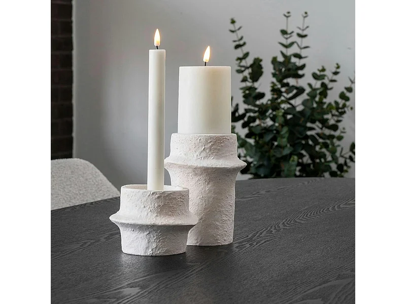 Bougeoir en ciment brut (lot de 2) - design organique, 2 hauteurs